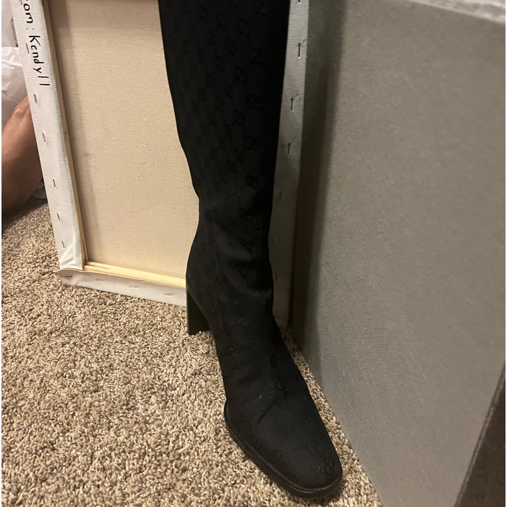 Black monogram Gucci Boots